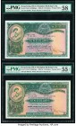 Hong Kong Hongkong & Shanghai Banking Corp. 10 Dollars 14.1.1958 Pick 179Ab KNB63 Two Examples PMG Choice About Unc 58; About Uncirculated 55 EPQ. 

H...