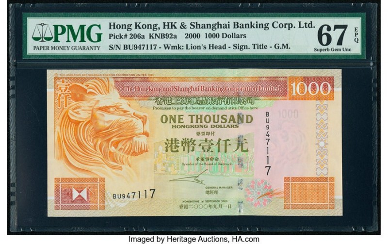 Hong Kong Hongkong & Shanghai Banking Corp. Ltd. 1000 Dollars 1.9.2000 Pick 206a...