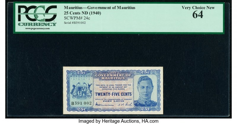 Mauritius Government of Mauritius 25 Cents ND (1940) Pick 24c PCGS Very Choice N...