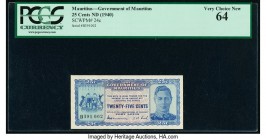 Mauritius Government of Mauritius 25 Cents ND (1940) Pick 24c PCGS Very Choice New 64. 

HID09801242017

© 2020 Heritage Auctions | All Rights Reserve...