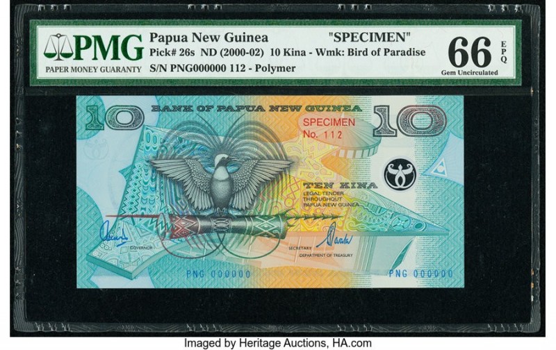 Papua New Guinea Bank of Papua New Guinea 10 Kina ND (2000-02) Pick 26s Specimen...