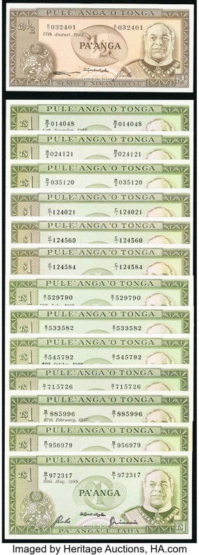 Tonga Government of Tonga Lot of 18 Examples Extremely Fine-Crisp Uncirculated ....