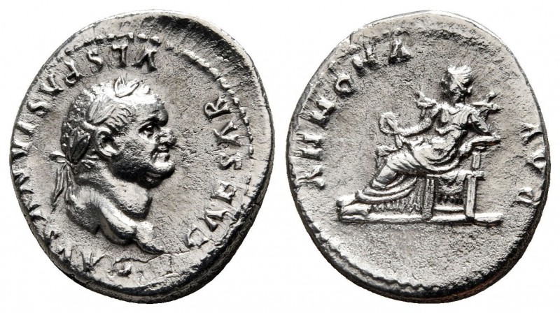 Vespasian AD 69-79. Rome, Denarius AR,19mm., 3,07g.,very fine