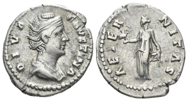 Faustina senior, wife of Antoninus Pius Denarius after 141, AR 17.7mm., 3.33g. D...