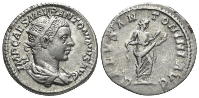 Elagabalus, 218-222 Antoninianus circa 219, AR 21.7mm., 4.82g. Radiate, draped, ...