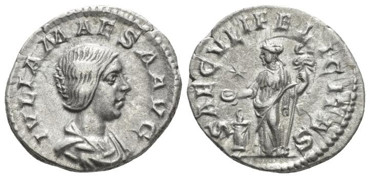 Julia Maesa, sister of Julia Domna and grandmother of Elagabalus Denarius circa ...