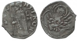 Nicolò Tron. 1471-1473. AR Soldino (11mm, 0.35 g, 6h). Doge standing left, holding banner; L/ M to right / Lion of S. Marco left within quatrefoil; an...