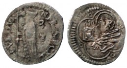 Nicolò Marcello. 1473-1474. AR Soldino. Zuanne Tajapierra, mintmaster. Doge standing left, holding banner / Lion of S. Marco left within quatrefoil; a...