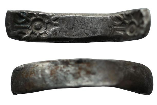 Gandhara. Maha Janapada. 500-300 B.C. AR "Bent Bar' satamana (10,17 g). Taxila m...