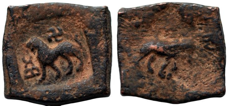 Post-Mauryan (Punjab). Taxila. Circa 185-168 BC. Æ Double Karshapana (21mm, 10,4...