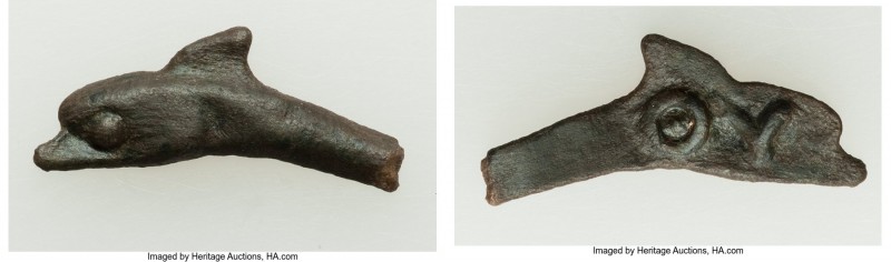 SCYTHIA. Olbia. Ca. 437-410 BC. Cast AE (25mm, 1.64 gm). XF. Dolphin left / ΘY o...