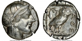 ATTICA. Athens. Ca. 440-404 BC. AR tetradrachm (25mm, 17.19 gm, 1h). NGC Choice XF 5/5 - 4/5. Mid-mass coinage issue. Head of Athena right, wearing cr...
