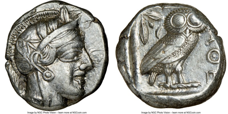 ATTICA. Athens. Ca. 440-404 BC. AR tetradrachm (23mm, 17.19 gm, 1h). NGC XF 4/5 ...