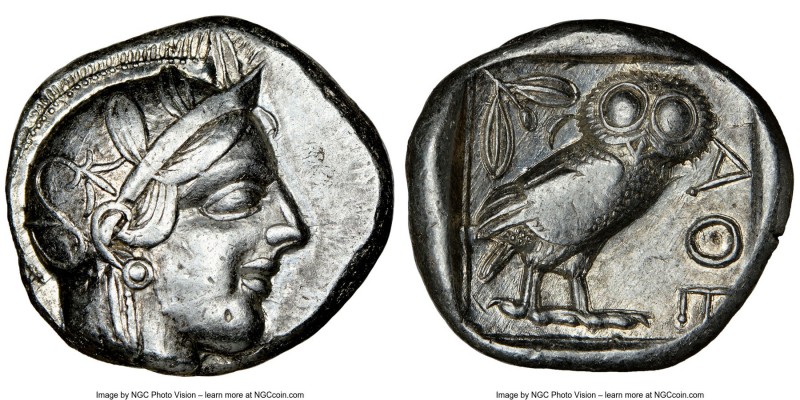 ATTICA. Athens. Ca. 440-404 BC. AR tetradrachm (24mm, 17.23 gm, 7h). NGC XF 3/5 ...