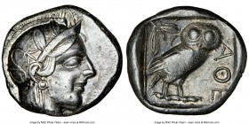 ATTICA. Athens. Ca. 440-404 BC. AR tetradrachm (24mm, 17.23 gm, 7h). NGC XF 3/5 - 3/5. Mid-mass coinage issue. Head of Athena right, wearing crested A...