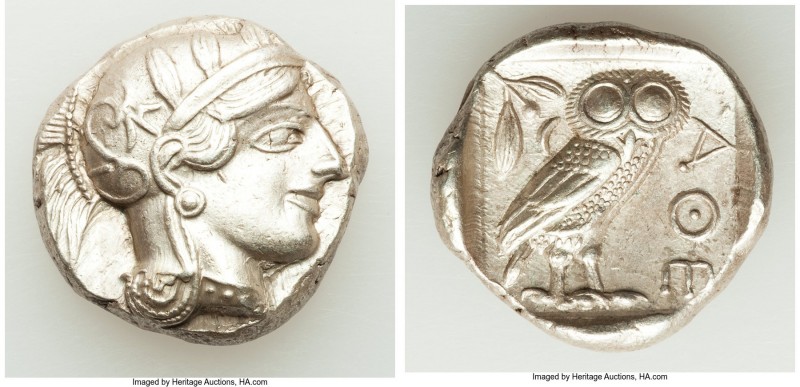 ATTICA. Athens. Ca. 440-404 BC. AR tetradrachm (25mm, 17.20 gm, 1h). AU. Mid-mas...