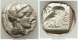 ATTICA. Athens. Ca. 440-404 BC. AR tetradrachm (26mm, 17.20 gm, 6h). Choice AU. Mid-mass coinage issue. Head of Athena right, wearing crested Attic he...