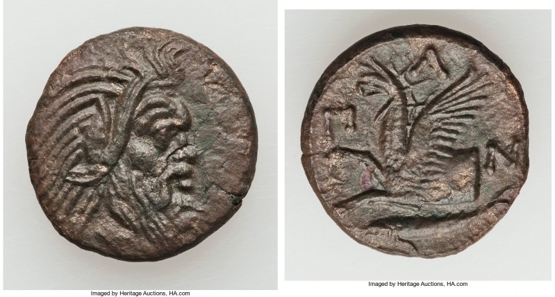 CIMMERIAN BOSPORUS. Panticapaeum. 4th century BC. AE (20mm, 5.53 gm, 12h). Choic...