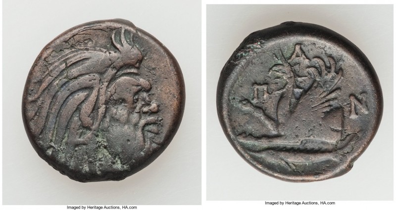 CIMMERIAN BOSPORUS. Panticapaeum. 4th century BC. AE (20mm, 7.38 gm, 7h). VF. He...