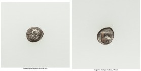 IONIA. Colophon. Ca. 530-500 BC. AR hemiobol (7mm, 0.38 gm). XF. Archaic head of Apollo left / Irregular incuse square punch. SNG Kayhan 342. SNG Cope...