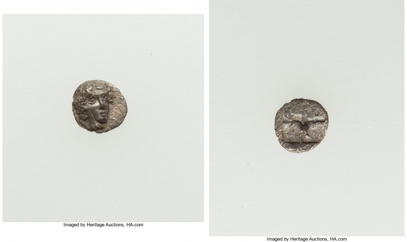 IONIA. Colophon. Ca. 500-450 BC. AR hemitetartemorion (6mm, 0.13 gm). XF. Head o...