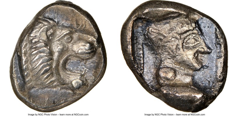 CARIA. Cnidus. Ca. 530/20-480 BC. AR trihemiobol (12mm, 7h). NGC Choice XF. Head...