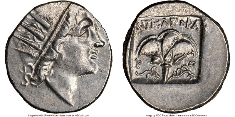CARIAN ISLANDS. Rhodes. Ca. 88-84 BC. AR drachm (15mm, 1h). NGC Choice AU. Plint...