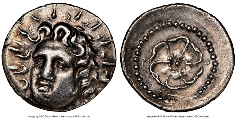 CARIAN ISLANDS. Rhodes. Ca. 84-30 BC. AR drachm (19mm, 12h). NGC Choice XF. Radi...