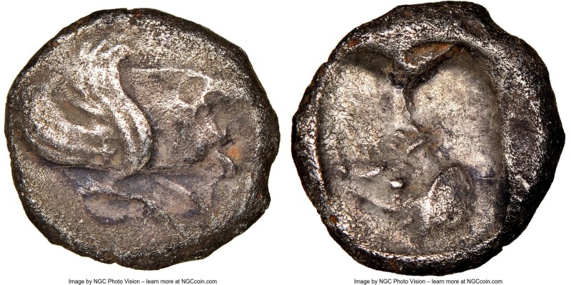 CARIAN ISLANDS. Rhodes. Ialysus. Ca. 5th century BC. AR diobol (11mm, 2h). NGC C...