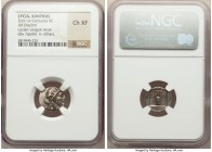 LYCIAN LEAGUE. Xanthus. Ca. 167-81 BC. AR drachm (15mm, 12h). NGC Choice XF. Series 1. Laureate bust of Apollo right, hair falling in two ringlets; bo...