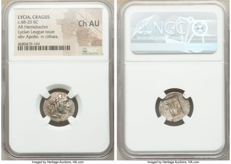 LYCIAN LEAGUE. Cragus. Ca. 48-20 BC. AR hemidrachm (17mm, 11h). NGC Choice AU. S...