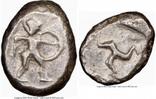 PAMPHYLIA. Aspendus. Ca. mid-5th century BC. AR imitative stater (21mm). NGC VF. Ancient imitation of Pamphylia, Aspendus. Helmeted nude hoplite advan...