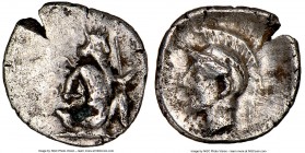 CILICIA. Uncertain mint. Ca. 4th century BC. AR tetartemorion (6mm, 11h). NGC VF. The Persian Great King in kneeling-running stance right, dagger in h...