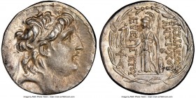 SELEUCID KINGDOM. Antiochus VII Euergetes (Sidetes) (138-129 BC). AR tetradrachm (28mm, 14.07 gm, 12h). NGC Choice AU 5/5 - 2/5, edge filing. Antioch ...