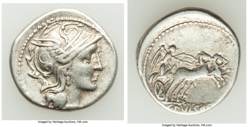 C. Claudius Pulcher (110-109 BC). AR denarius (19mm, 3.75 gm, 3h). VF. Rome. Hea...