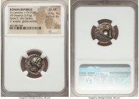 Cn. Cornelius Lentulus (ca. 76-75 BC). AR denarius (18mm, 3.91 gm, 7h). NGC Choice VF 4/5 - 4/5. Uncertain mint in Spain. G•P•R, diademed and draped b...