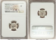 BARBAROUS ISSUES. Julia Domna (AD 193-217). AR denarius (17mm, 6h). NGC VF. Contemporary imitative issue copying Rome, ca. AD 196-211. IVLIA-AVGVSTA, ...