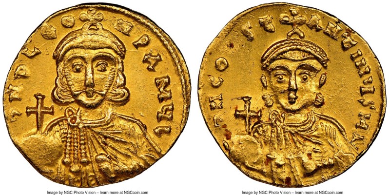 Leo III the Isaurian (AD 717-741), with Constantine V. AV solidus (20mm, 4.42 gm...