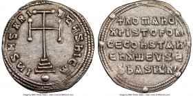 Constantine VII Porphyrogenitus (AD 913-959) with Romanus I Lecapenus. AR miliaresion (24mm, 11h). NGC Choice XF, scratches. Constantinople. IҺSЧS XRI...