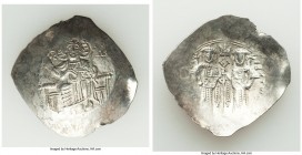 Alexius III Angelus-Comnenus (AD 1195-1203). EL aspron trachy (34mm, 4.33 gm, 5h). Choice XF. Constantinople, AD 1197-1203. IC-XC (barred), full lengt...