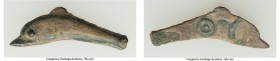 ANCIENT LOTS. Greek. Scythia. Olbia. Ca. 437-410 BC. Lot of two (2) cast AE dolphins. XF. Includes: Dolphin with large eye and central spine. Lot of t...