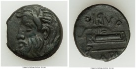 ANCIENT LOTS. Greek. Scythia. Olbia. Ca. 310-280 BC. Lot of two (2) AE issues. VF. Head of river god Borysthenes left / OΛBIO, axe and bow in bowcase;...