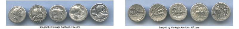 ANCIENT LOTS. Roman Republic. Lot of five (5) AR denarii. Fine. Includes: Anonym...