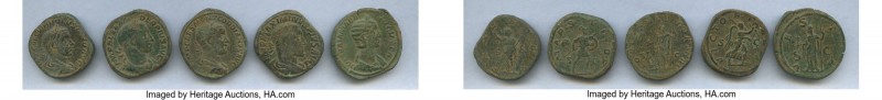 ANCIENT LOTS. Roman Imperial. AD 3rd century. Lot of five (5) AE sestertii. Fine...