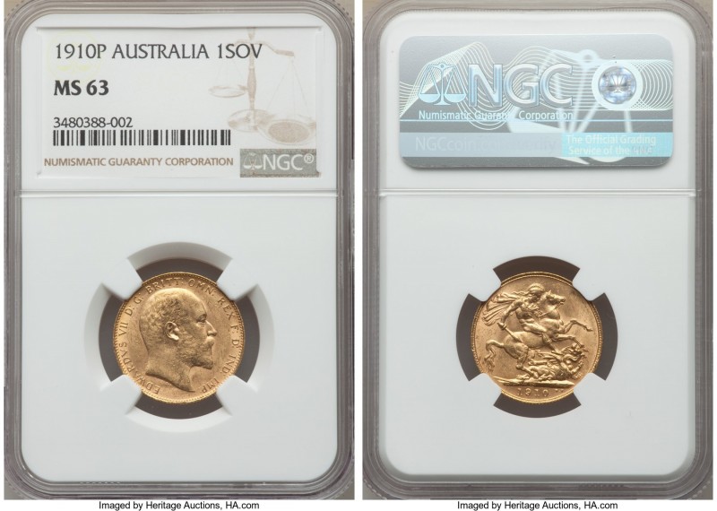 Edward VII gold Sovereign 1910-P MS63 NGC, Perth mint, KM15, S-3972.

HID09801...