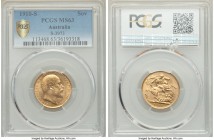 Edward VII gold Sovereign 1910-S MS63 PCGS, Sydney mint, KM15, S-3973. AGW 0.2355 oz. 

HID09801242017

© 2020 Heritage Auctions | All Rights Rese...