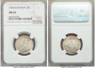 George V 25 Cents 1936 MS63 NGC, Royal Canadian mint, KM24a. 

HID09801242017

© 2020 Heritage Auctions | All Rights Reserve
