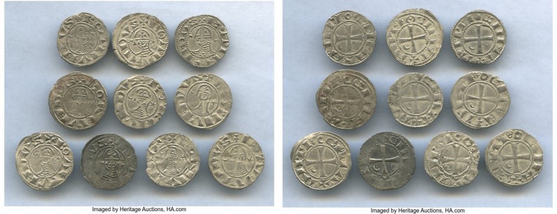 Principality of Antioch 10-Piece Lot of Uncertified Bohemond Era "Helmet" Denier...