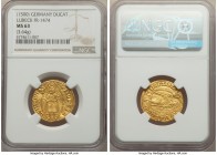 Lübeck. Free City gold Ducat ND (c. 1500) MS63 NGC, Fr-1474. 23mm. 3.64gm. 

HID09801242017

© 2020 Heritage Auctions | All Rights Reserv