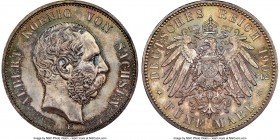 Saxony. Georg 5 Mark 1902-E MS67 NGC, Muldenhutten mint, KM1256, J-128. One year type issued to commemorate Albert's death. 

HID09801242017

© 20...